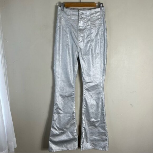 Free People We The Free Jayde Metallic Flare Jeans Size 30 NWT NEW High Rise - Picture 5 of 16